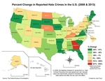 May 2015: Percent Change in Reported Hate Crimes in the US (2008 & 2013)